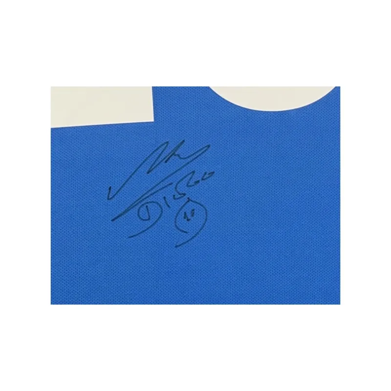 Three For Napoli Team Diego Armando Maradona Autographed Soccer Apparel Jersey Includes SA Certificate Framed-3