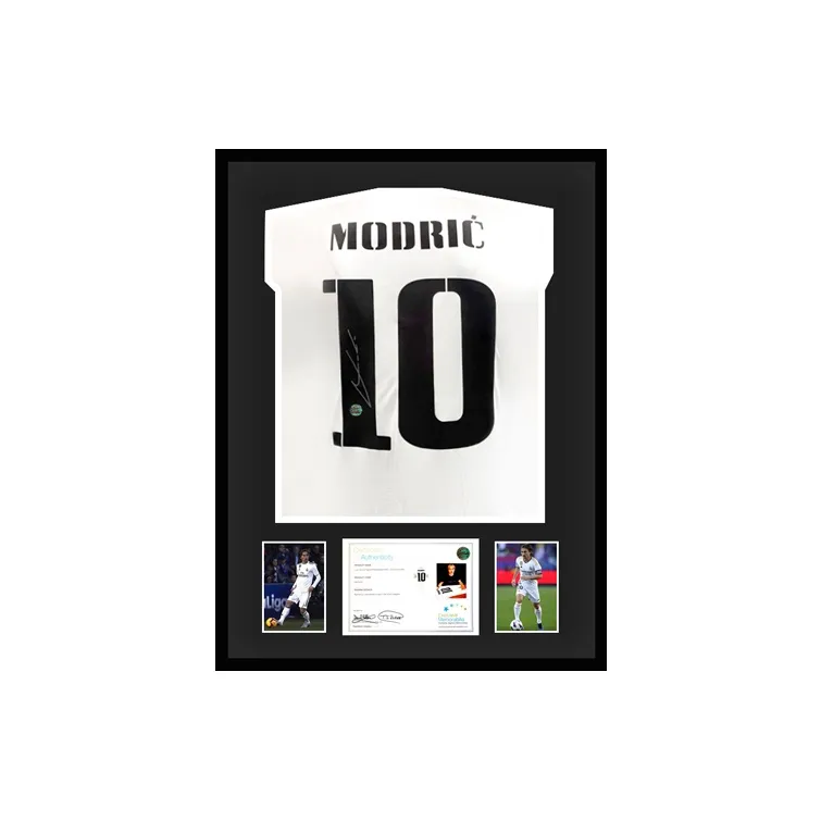 Three For Luka Modrić Autographed Signature Real Madrid 2022 23 Season Jersey EM Certificate Deluxe Framed-1