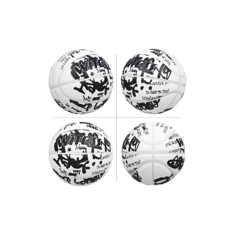 WITESS PU Basketball Black Or White Size 7 Training Unisex-10