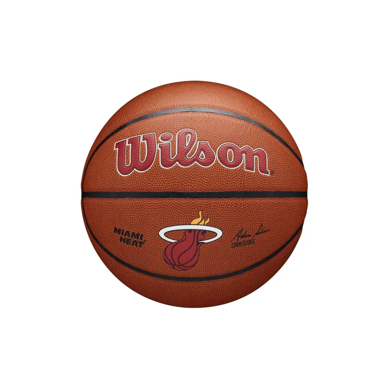 NBA Heat Team Rubber Basketball Brown Size 7 Training Unisex-1