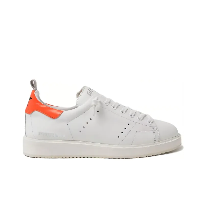 Golden Goose GGDB Starter Stylish Skateboarding Shoes Men's White Orange-1
