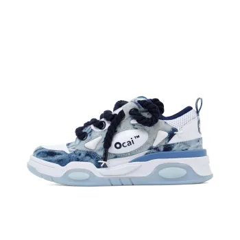 Ocai 001 RETRO Anti Slip Wear Resistant Low Top Skateboard Shoes Unisex Cyan White