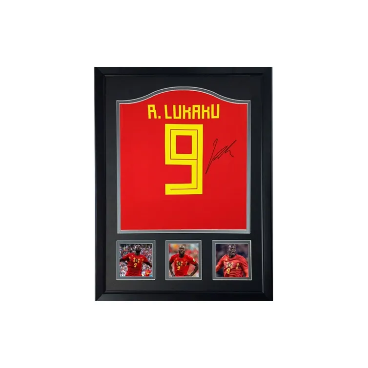 Three For Lukaku 2018 World Cup Belgium National Team, Autographed, Soccer Apparel Jersey, Includes Certificate Framed-1