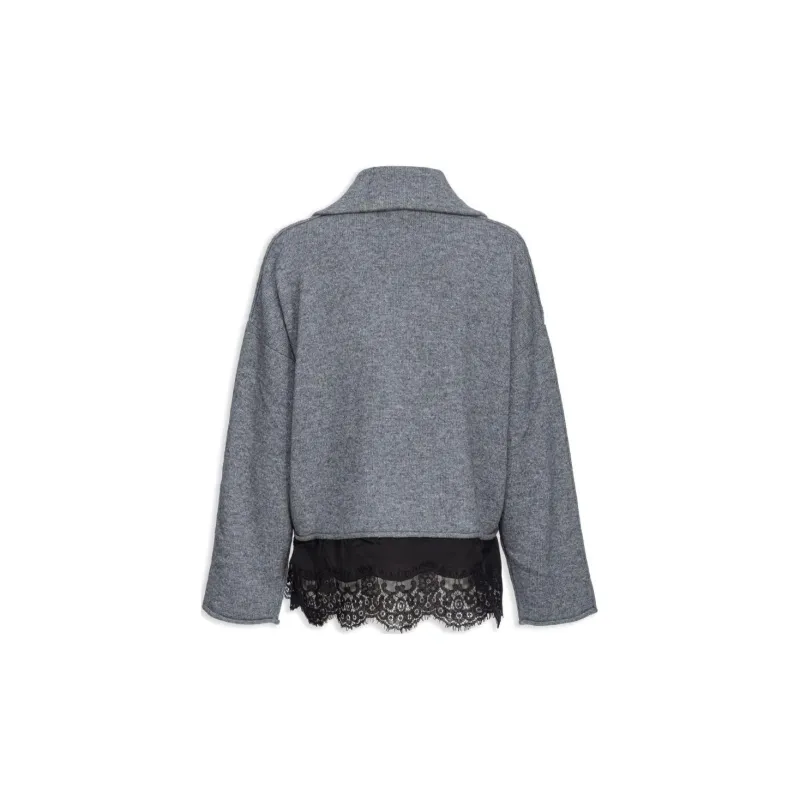 PINKO Half Zip Lace Trim Jumper-1