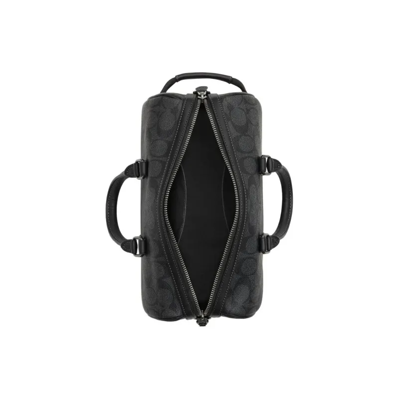 COACH Venturer Signature Coated Canvas With Smooth Calfskin Travel Bag Large Size Men's Black-2