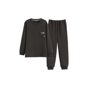 Qiao Ni Tong Pajama Set Men's Dark Gray