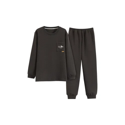 Qiao Ni Tong Pajama Set Men's Dark Gray