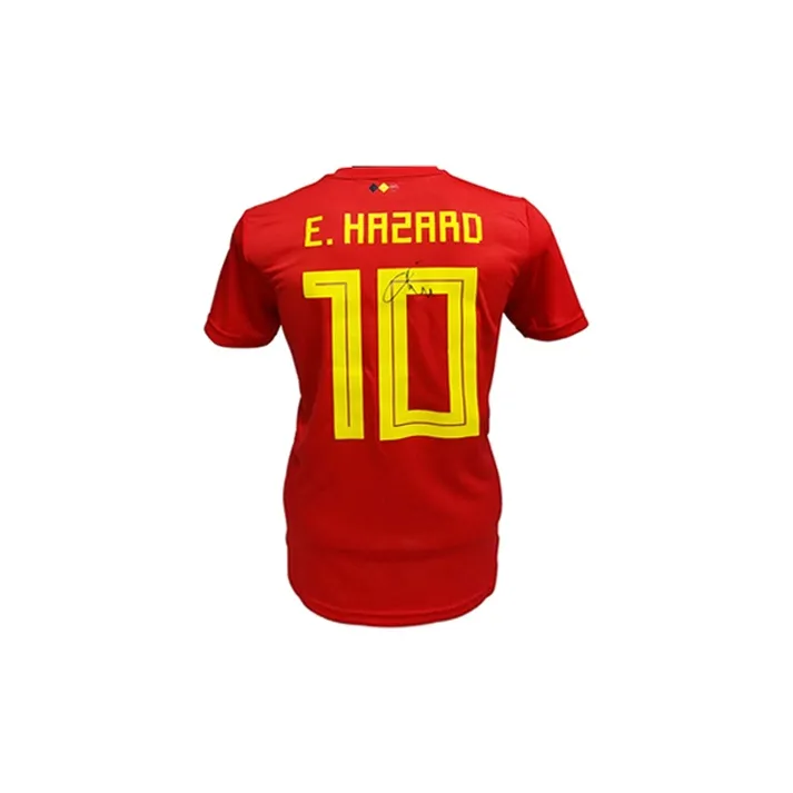 Three For Eden Hazard 2018 Belgium National Team Autographed Signature Soccer Apparel Jersey Gift Box Set-2