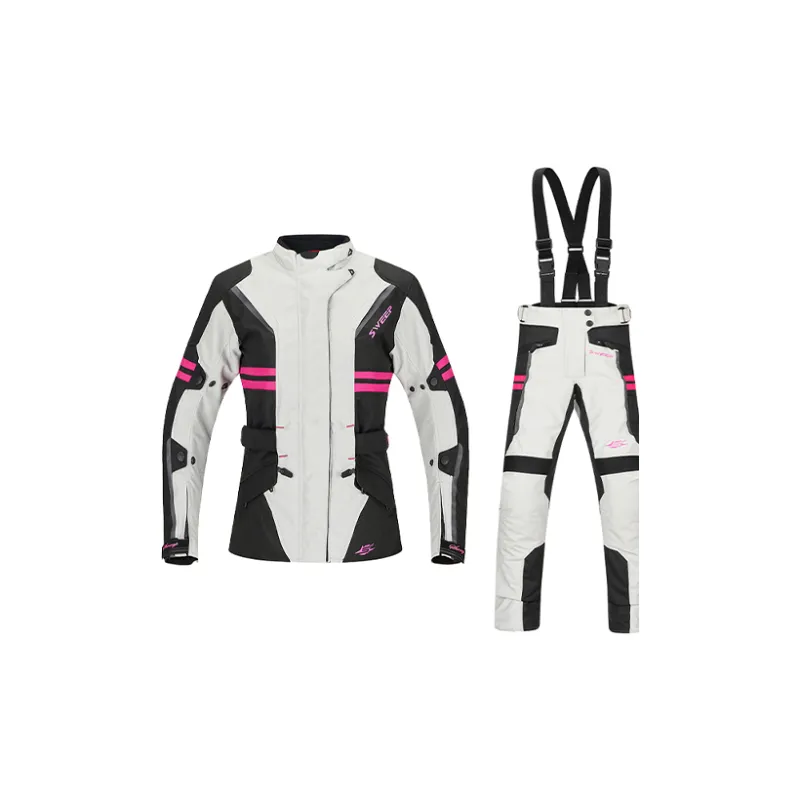 SWEEP Racing Suits / Motorcycle Suits Unisex Janet White Black Pink Top+White Black Pink Pants TJJAN 01-1