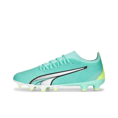 PUMA Ultra Match Soccer Shoes Men Low-Top Electric Mint/White/Quick Yellow