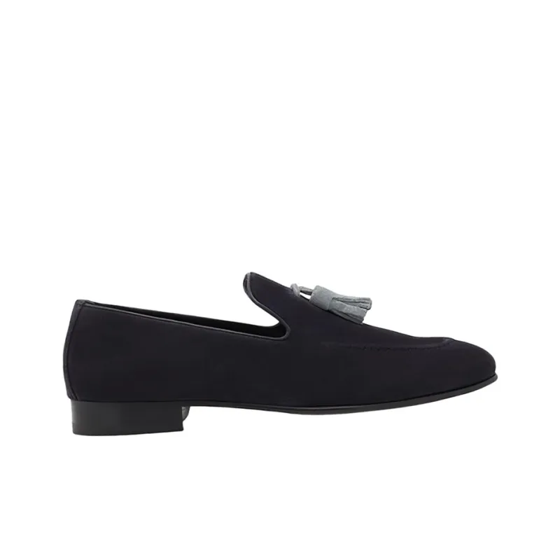 MANOLO BLAHNIK Chester Loafers 1cm Men's Black Blue-1
