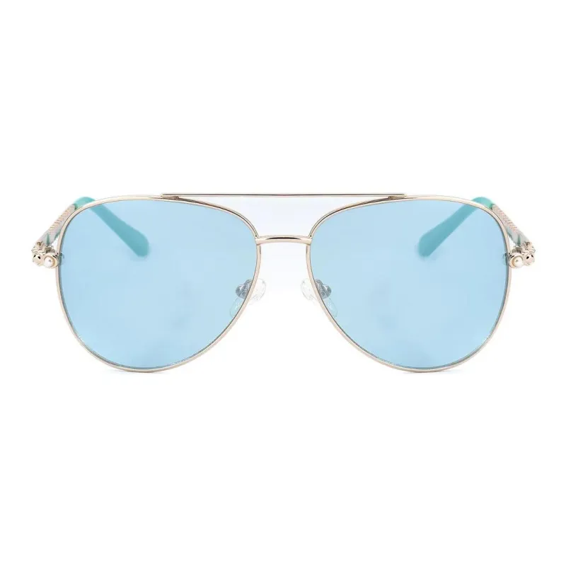 GUESS Metal Aviator Sunglasses Women's Gold-1