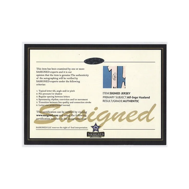 Three For 00-01 Manchester City Alf-Inge Haaland Father Hand-Signed Jersey With SA Certificate Framed-4