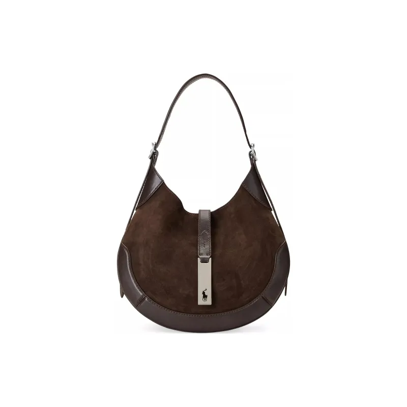 Polo Ralph Lauren Polo ID Nubuck Portable Crossbody Bag Shoulder Bag Small Size Women's Chocolate-0