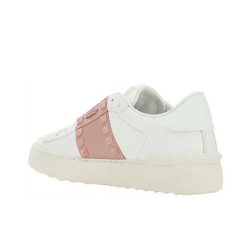 Valentino Rockstud GARAVANI Low Top Stylish Skateboarding Shoes Women's White Pink-4