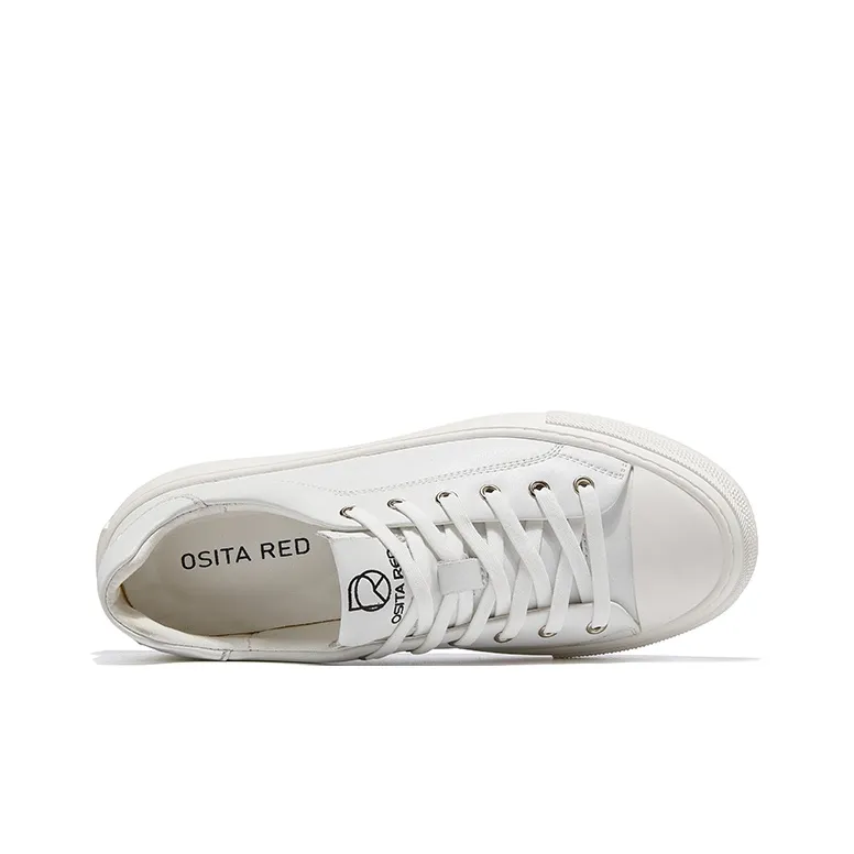 OSITA RED Slip Resistant Low Top Skateboard Shoes Men's White-3