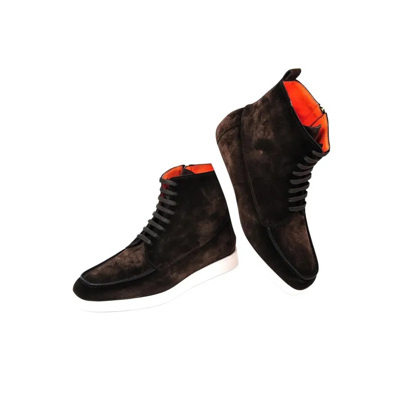 Santoni Nacho High-Top Skateboard Shoes Men's Brown-3