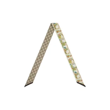 GUCCI Animal Floral-print Silk Neck Bow