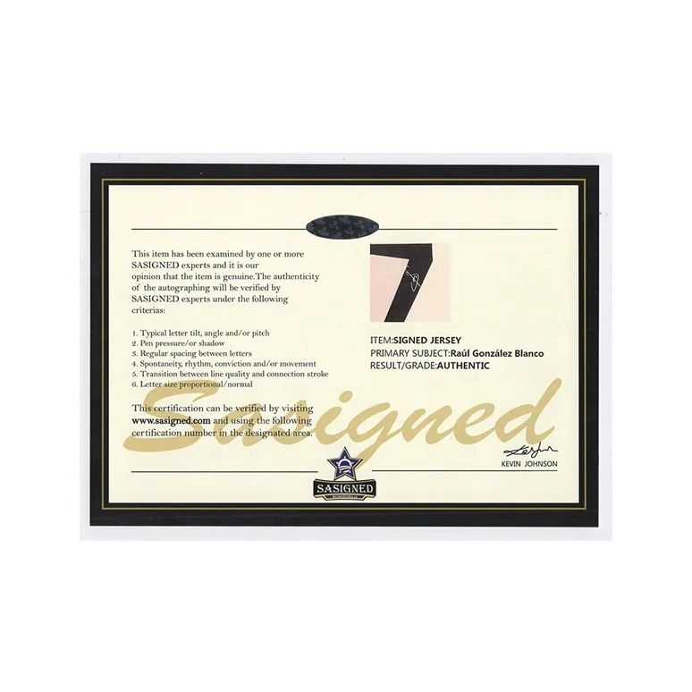 Three For 98-00 UEFA Champions League Home Jersey Real Madrid Raul R7 Signed Soccer Apparel Jersey With SA Certificate-4