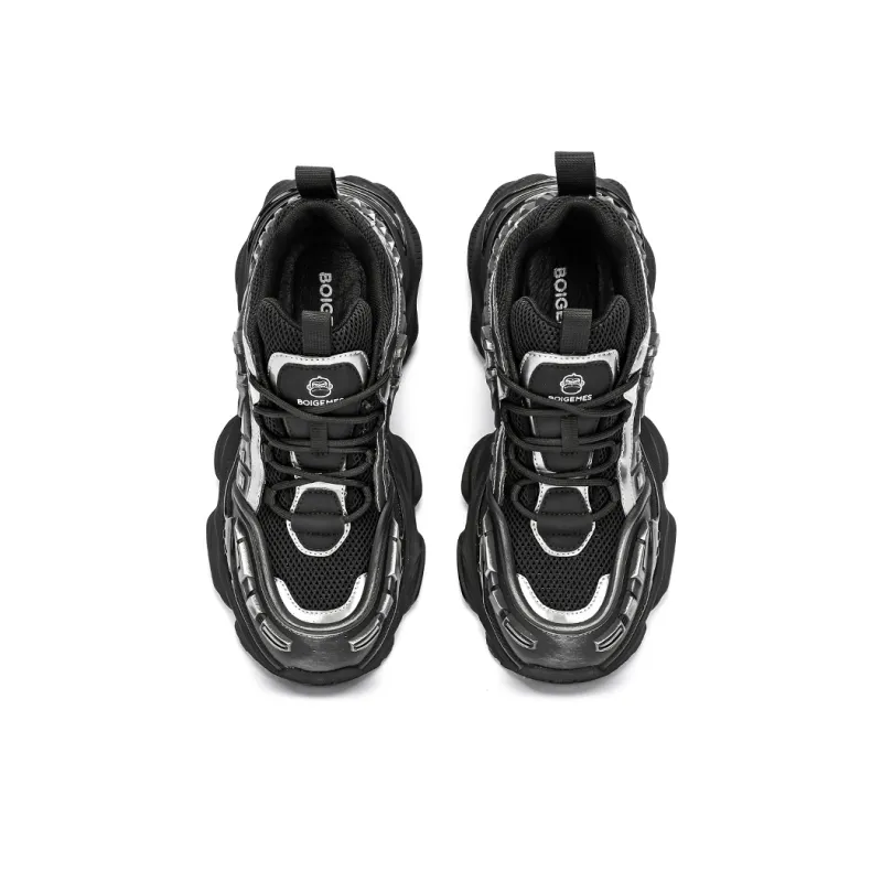 BOIGEMES Chunky Sneakers Men Low Top Black-6