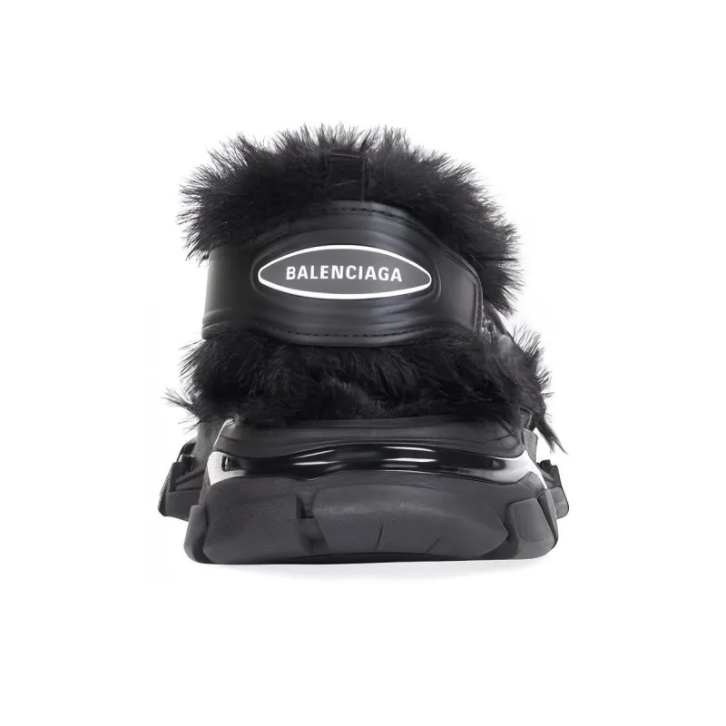 Balenciaga Track Sandal Fake Fur Black Women's-4