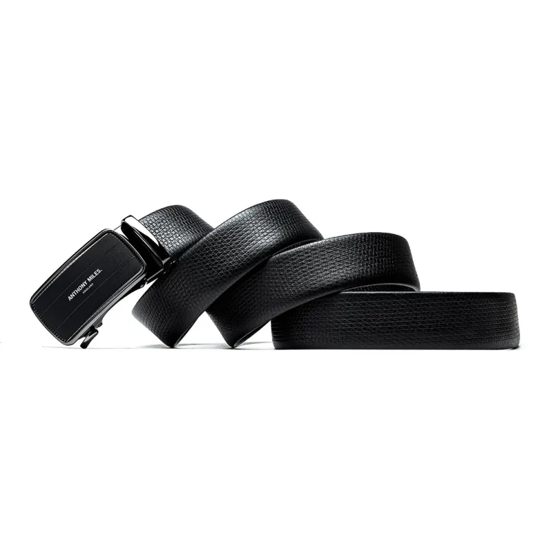 Anthony Miles Top Grain Cow Leather Leather Belts Men's Black 3.5cm-2