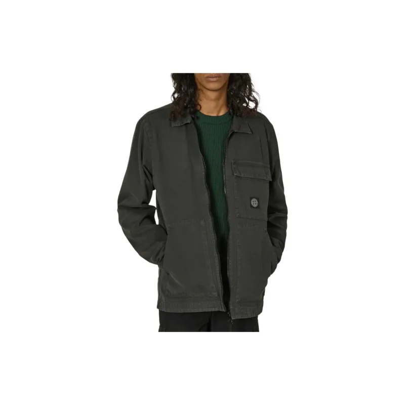 STONE ISLAND Logo Patch Zipped Overshirt-1
