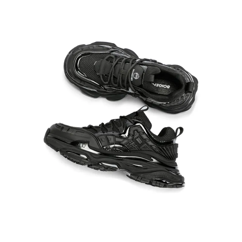 BOIGEMES Chunky Sneakers Men Low Top Black-13