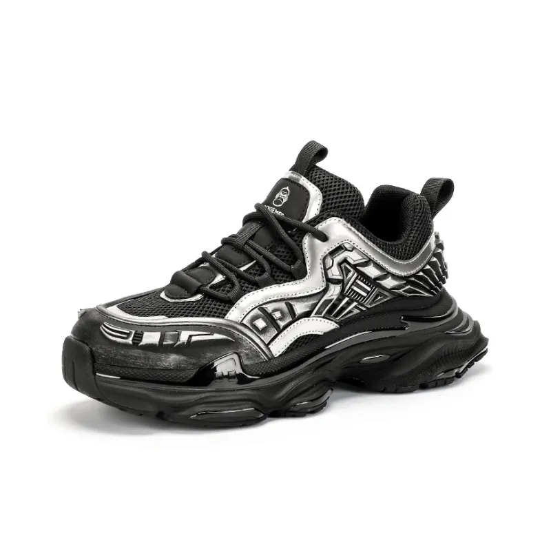 BOIGEMES Chunky Sneakers Men Low Top Black-1