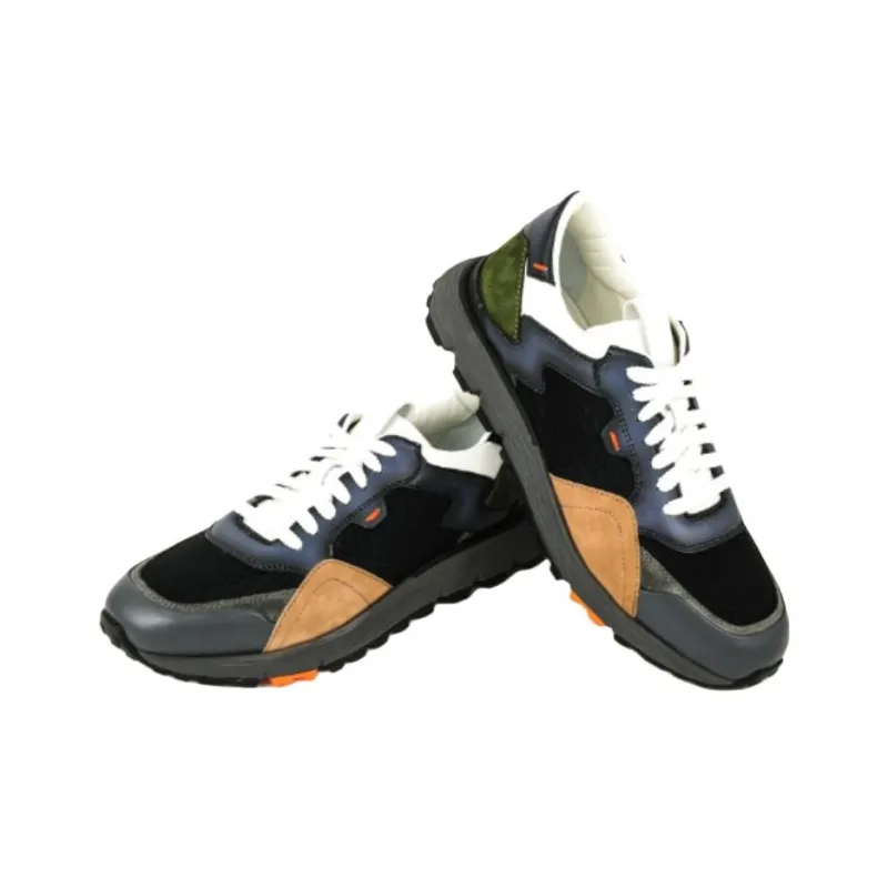 Santoni Primo Low-Top Casual Shoes Men's Blue Black-4