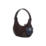 Long Velvet Brown+Denim Earphone Case