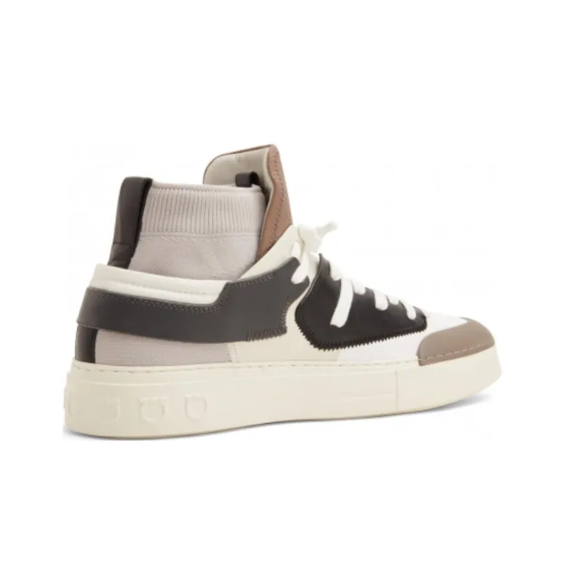 FERRAGAMO Mid Top Stylish Skateboarding Shoes Men's Black White-3