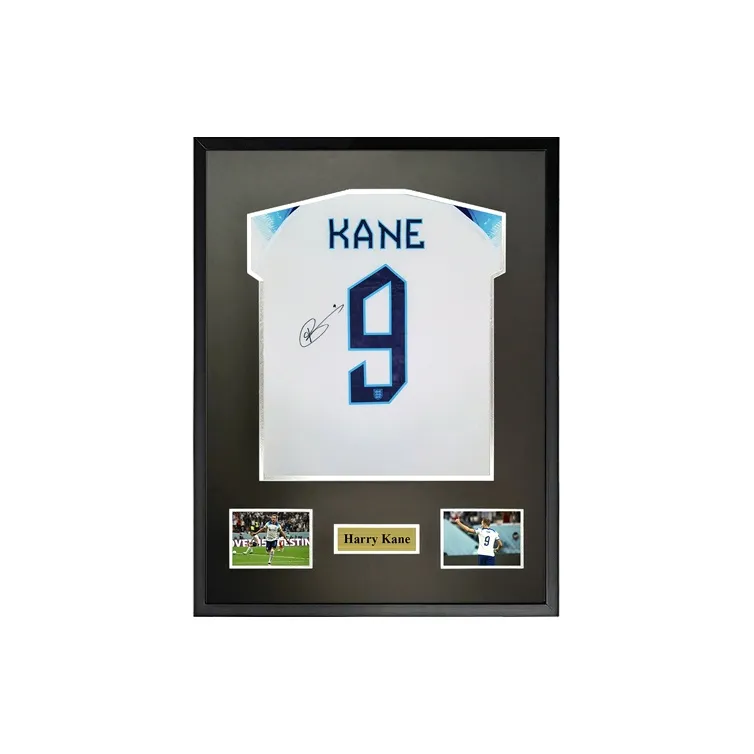 Three For Harry Kane 2022 World Cup England National Team Signed Soccer Apparel Jersey Framed With SA Certificate-1