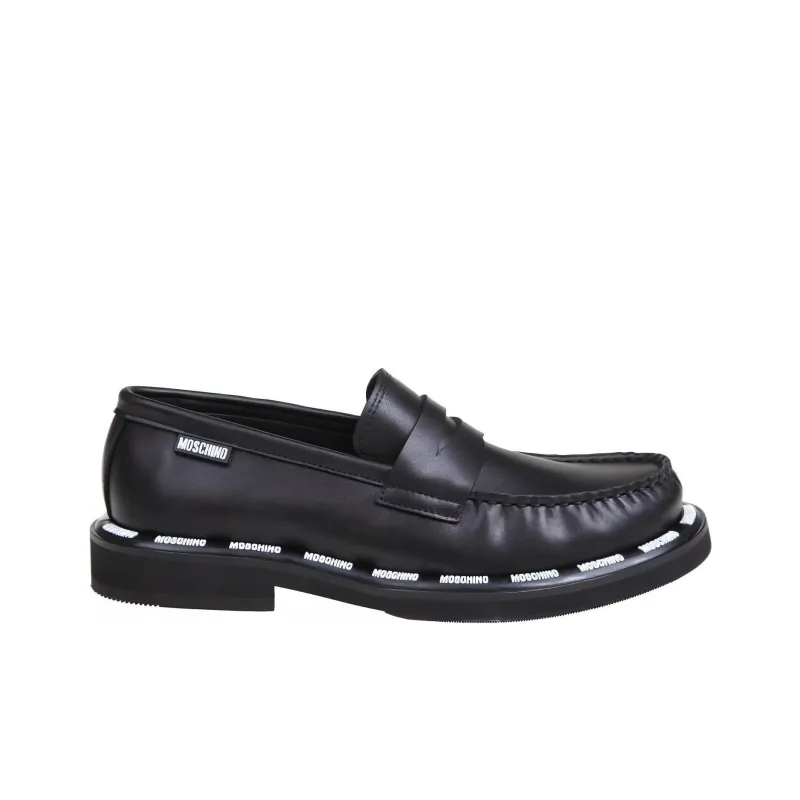 MOSCHINO Contrasting Logo-trim Loafers-1