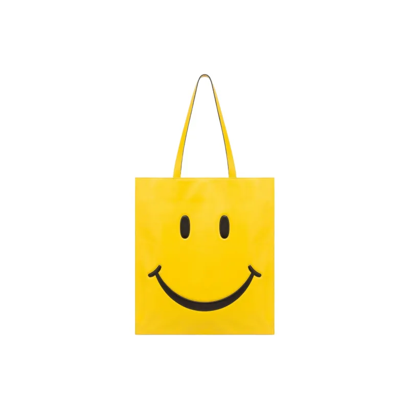 MOSCHINO Smiley® Collaboration Sheepskin Tote Bag Shopping Bag Handbag Large Size Women's Yellow-0
