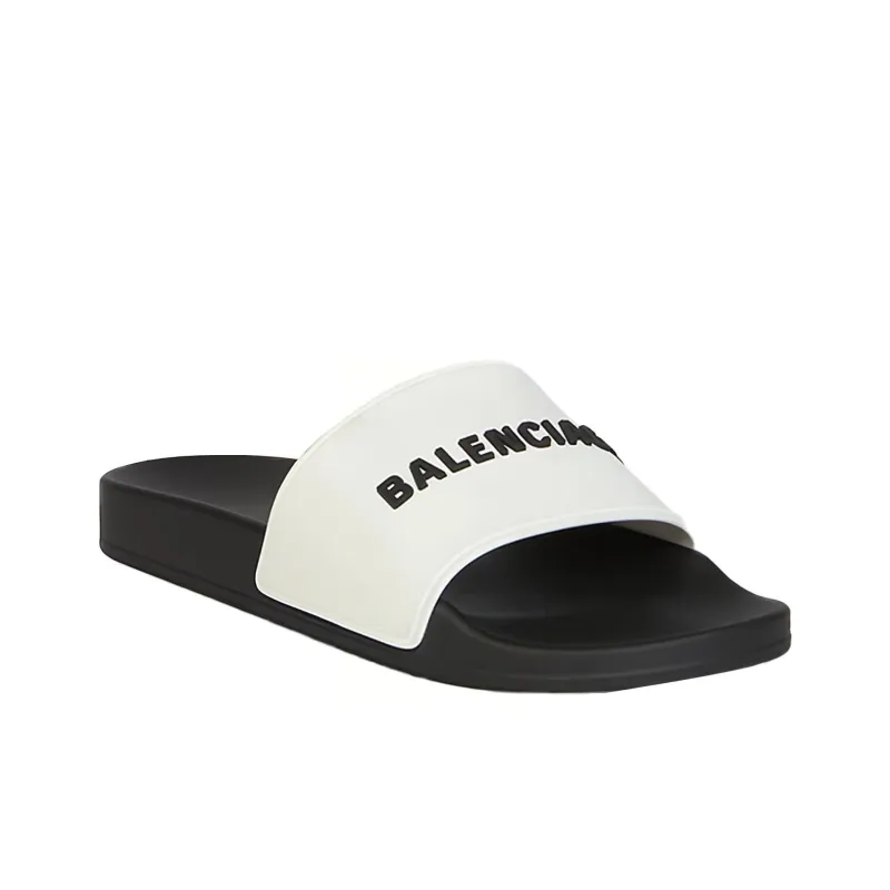 Balenciaga Pool Slides 'White Black'-2