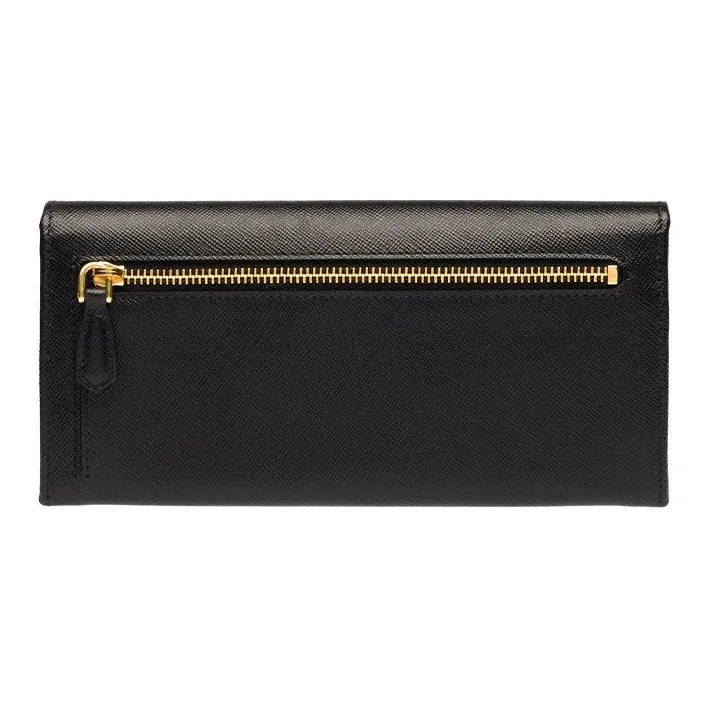 PRADA Saffiano Calfskin Clutch Wallet Women's Black-2