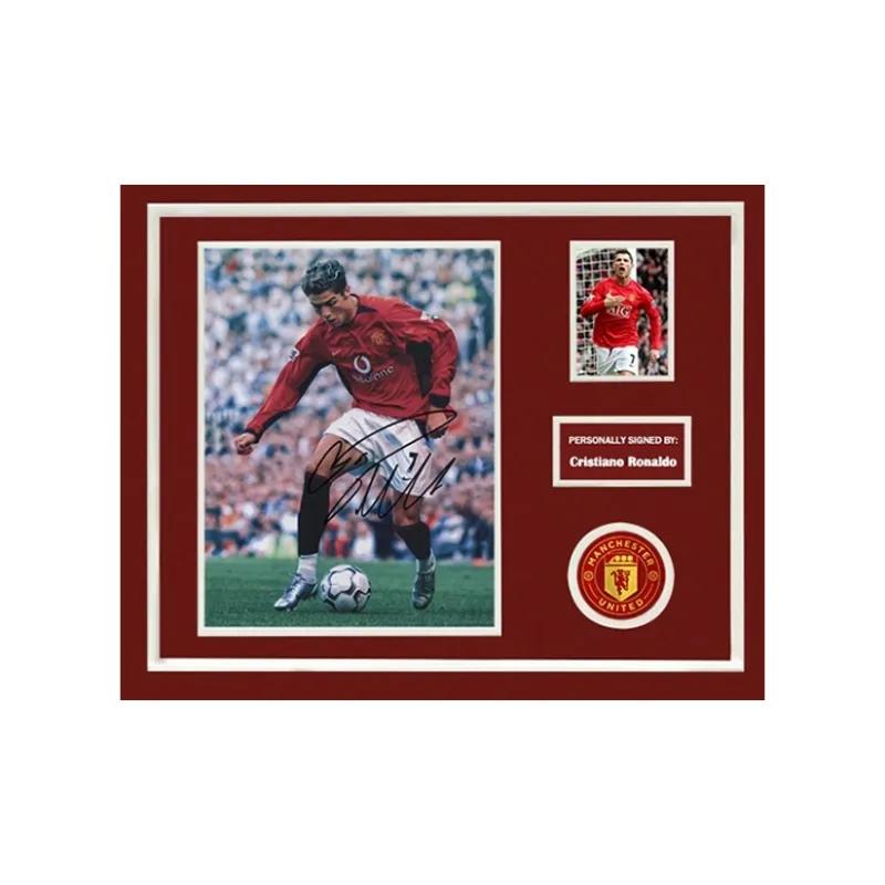 Three For Cristiano Ronaldo Ronaldo Hand-Signed Photo In Frame-2