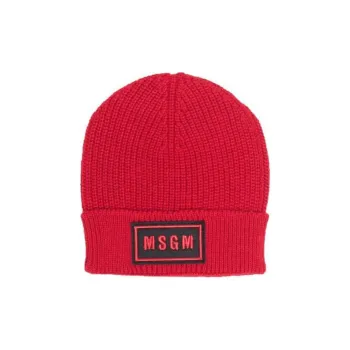 MSGM Acrylic Wool Viscose Beanies Kids' Red
