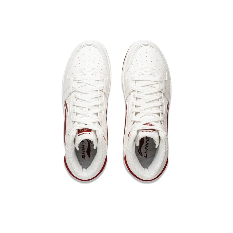 LiNing Tianji SOFT HI Anti Slip Wear Resistant Mid Top Skateboard Shoes Men's White Red-3