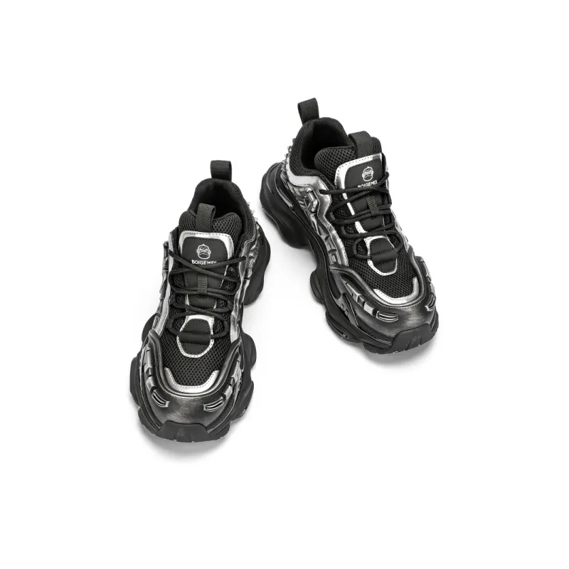 BOIGEMES Chunky Sneakers Men Low Top Black-3