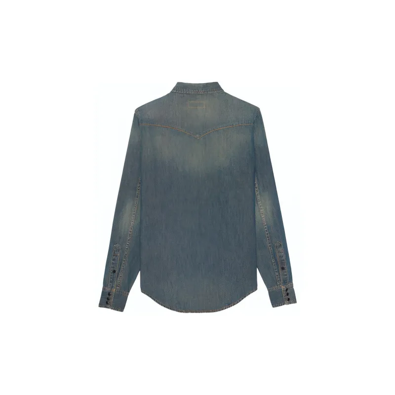 SAINT LAURENT Shirts Men Blue-1