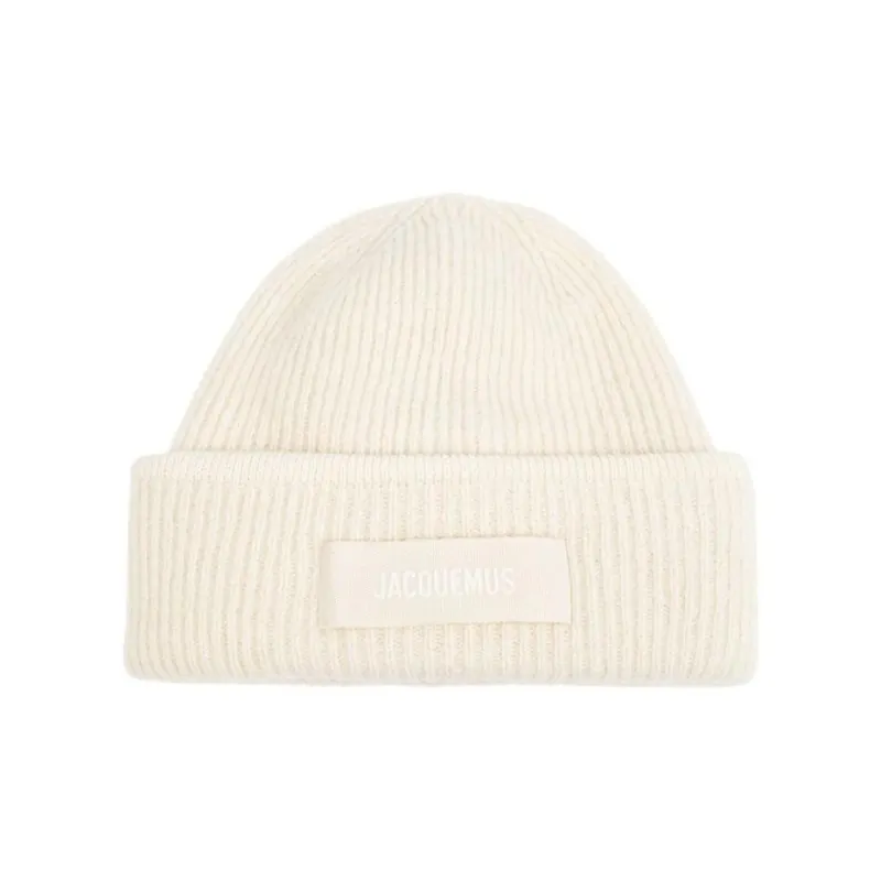 Jacquemus Logo Patch Ribbed Beanie-0