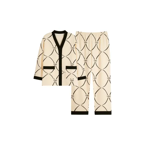 MIIOW Trend Party Series Pajama Set Women's Ecru Stripes