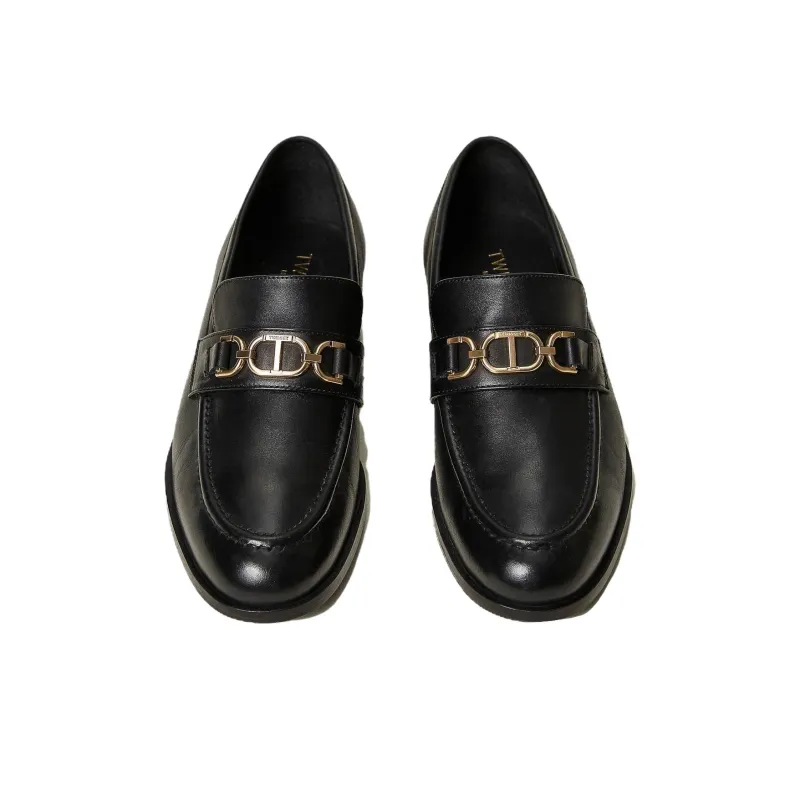 Twinset Oval T Leather Loafers Women's-4