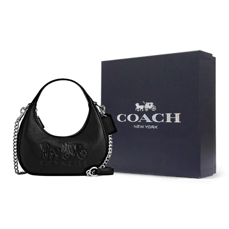 COACH Leather Handbag Shoulder Bag Crossbody Bag Mini Women's Black-7