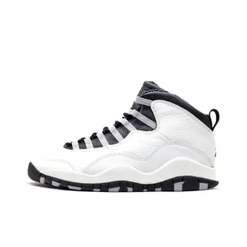 Jordan Air Jordan 10 Anti Slip Wear Resistant High Top Vintage Basketball Shoes Men's White Black