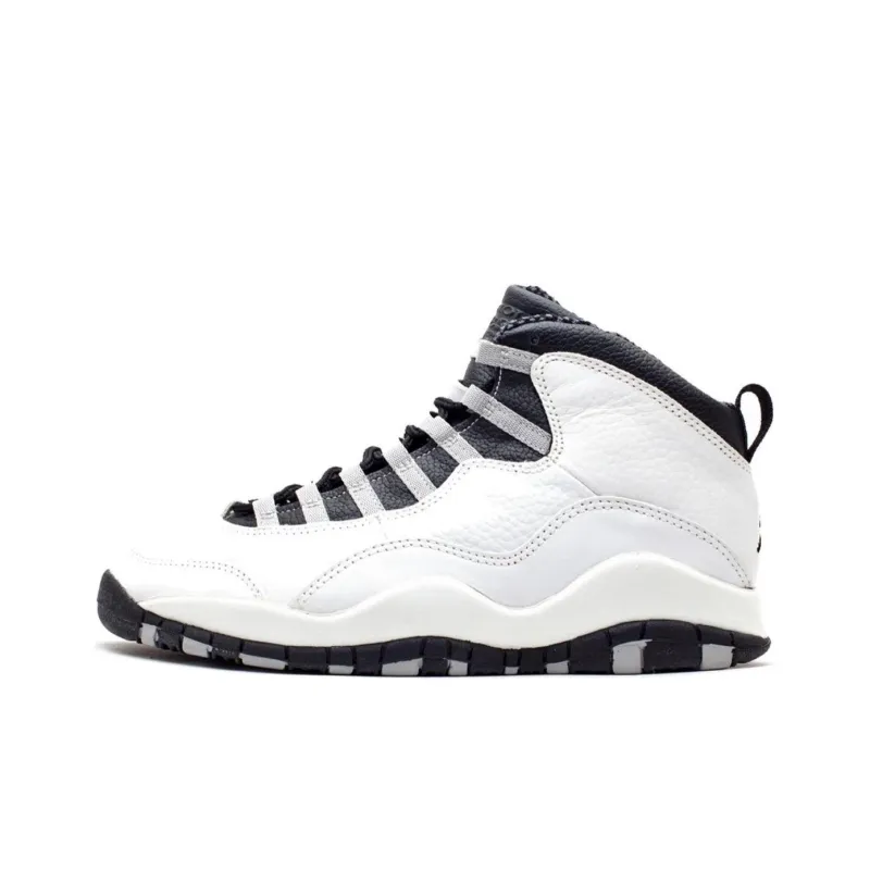 Jordan Air Jordan 10 Anti Slip Wear Resistant High Top Vintage Basketball Shoes Men's White Black-0