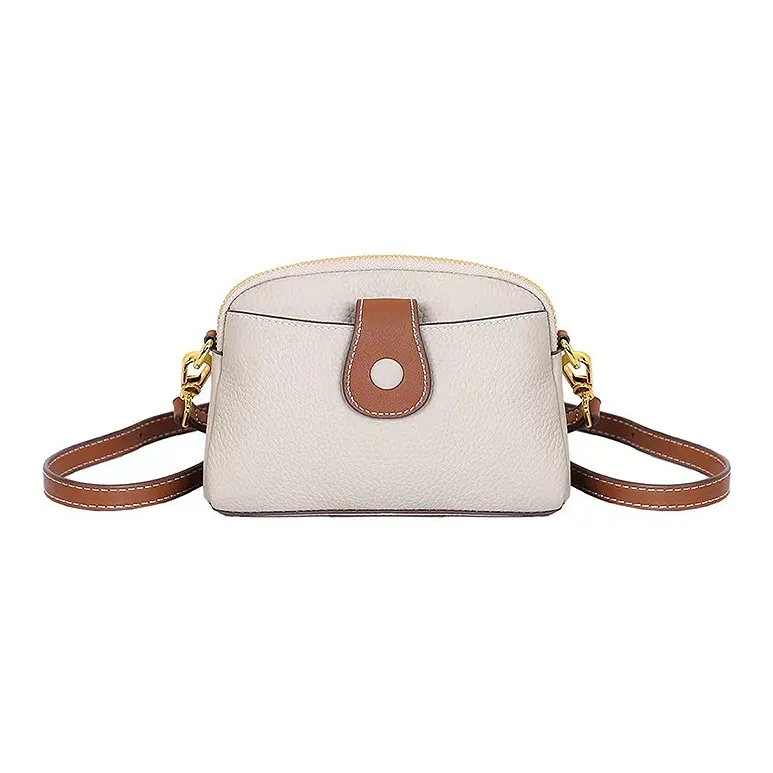 Yalu Top Grain Cow Leather Shoulder Bag, Crossbody Bag Women's Ecru/Black/Pearl Blue-0