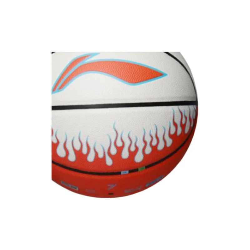 LiNing Moisture Absorbing Leather Basketball White Red Size 7 Ball Indoor, Outdoor, All-4